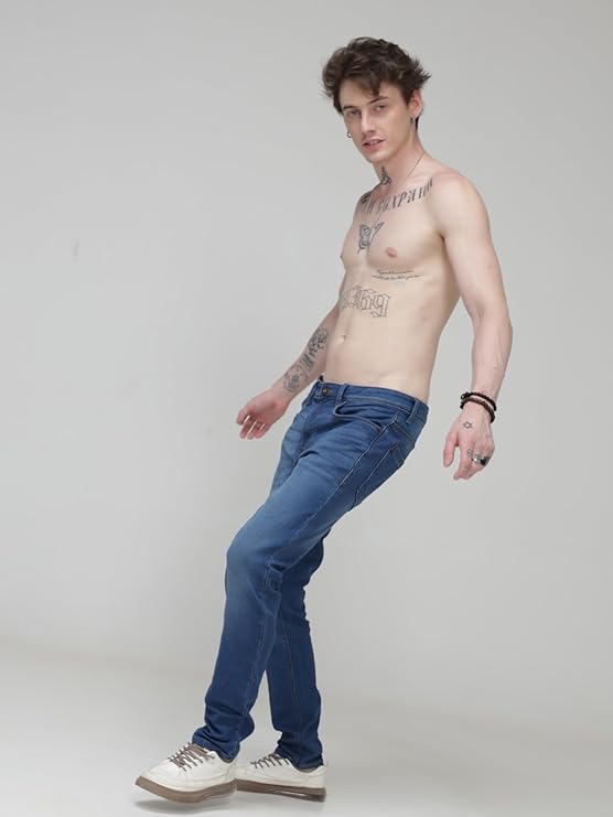 TURMS Men's Black Solid Mid Rise Stretchable Adventure Comfort Denim Pant Cotton Rich Jeans - Rajputtrade