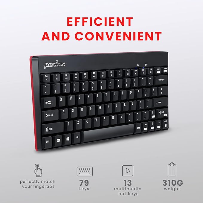 Perixx PERIDUO-712, Wireless Mini Keyboard and Mouse Combo - Nano Receiver - Black - Rajputtrade