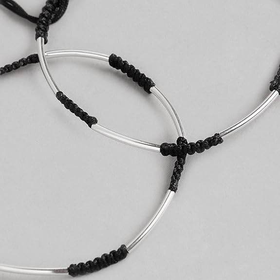 925 Sterling Silver Designer Rhodium Plated Adjustable Thread Anklet (Pair) | Gift for Women & Girls | - Rajputtrade