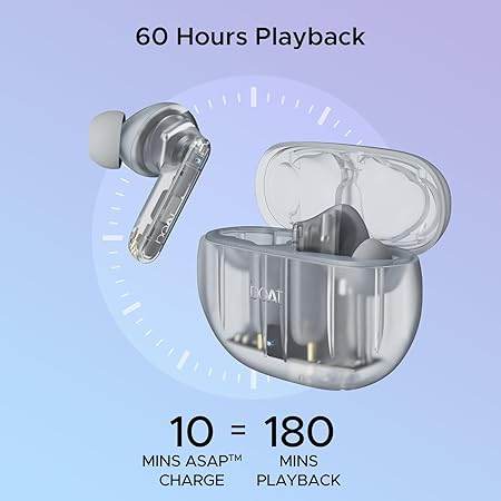 boAt Airdopes 191 ANC, 32dB ANC, Ambient Mode, 60HRS Battery, 4Mics ENx, in-Ear Detection, IWP Tech, Fast Charge, v5.3 Bluetooth Earbuds, TWS Ear Buds Wireless Earphones with mic (Pellucid White) - Rajputtrade