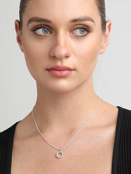 925 Sterling Silver Circle of Life Pendant Chain Necklace | Rhodium Plated, Swiss Zirconia | Gift for Women and Girls - Rajputtrade