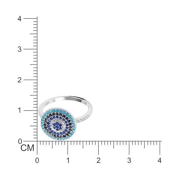 92.5 Sterling Silver Classy Circular Evil Eye Ring, Studded with Zircons, Evil Eye Collection, Gift for Women & Girls - Rajputtrade