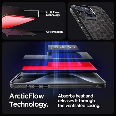 Spigen Cryo Armor Back Cover Case Compatible with iPhone 15 Pro Max (TPU + Poly Carbonate | Cryo Red)