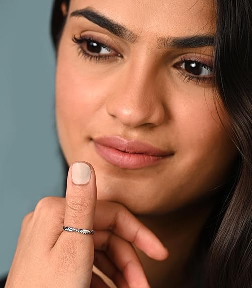 Pure 925 Sterling Silver Minimal Office Wear Finger Ring | Size Adjustable | Thumb Band | Gift for Women Girls Wife Girlfriend - Rajputtrade