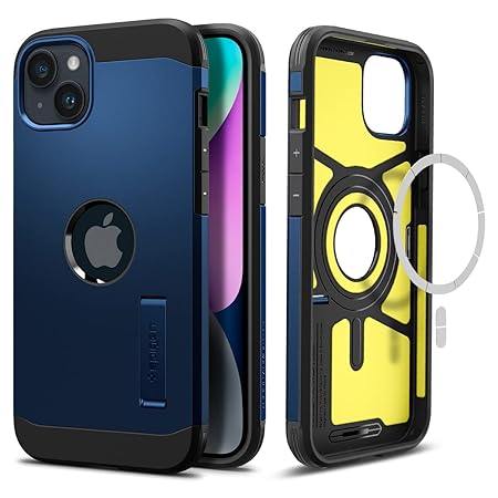Spigen Tough Armor MagFit Back Cover Case Compatible with iPhone 14 Plus (TPU + Poly Carbonate | Navy Blue)