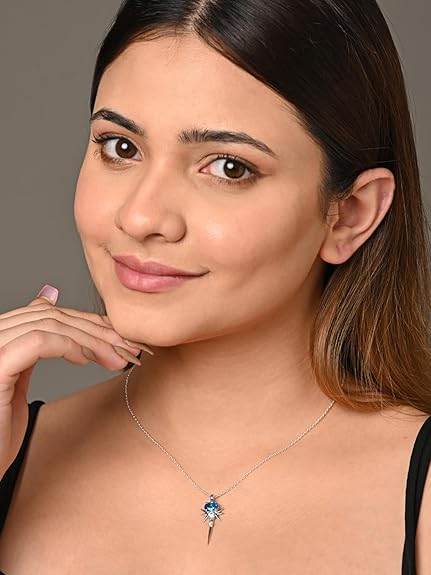 925 Sterling Silver Dolores Pendant Earring Chain Jewellery Set | Rhodium Plated, Swiss Zirconia | Gift for Women & Girls - Rajputtrade