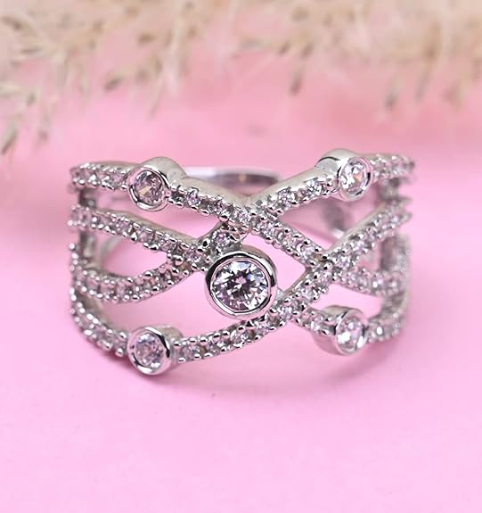 Pure 925 Sterling Silver Statement Finger Ring with Adjustable Band | Gift for Women Girls Wife Girlfriend | Multiple Design Options - Rajputtrade