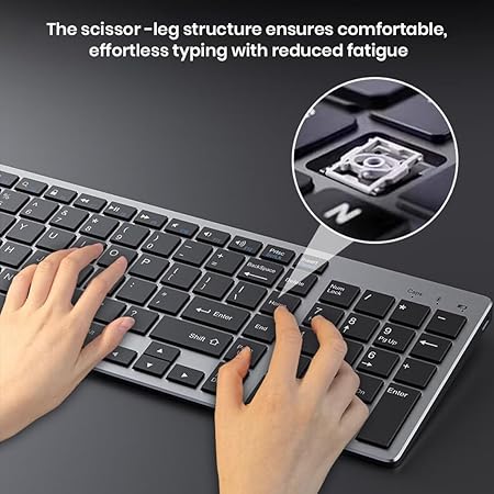 Wireless Keyboard and Mouse Combo, TECPHILE Multi Device Keyboard (3 Bluetooth5.0 + 2.4Ghz USB) Connectivity, Keyboard Protector, Easy Switch, Quiet, Rechargeable, for Computer, Tablet, Mac, Desktop - Rajputtrade