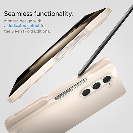 Spigen Thin Fit P for Samsung Galaxy Z Fold 5 Case, Galaxy Z Fold 5 Back Cover - TPU+PC|Pearled Ivory