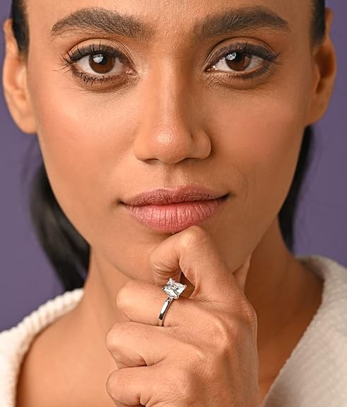 Pure 925 Sterling Silver Solitaire Finger Ring with Adjustable Band | Gift for Women Girls Wife Girlfriend | Multiple Design Options - Rajputtrade