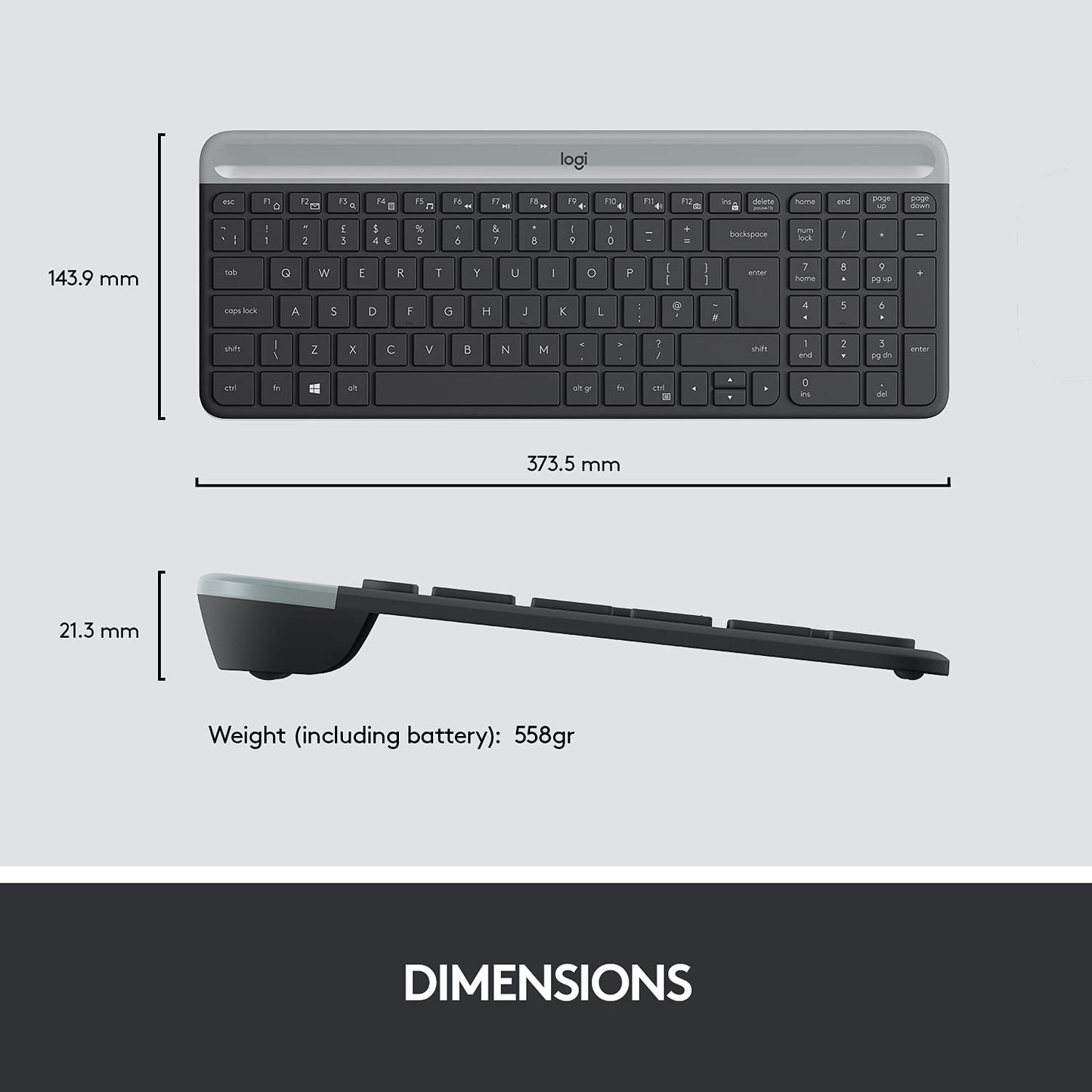 Logitech K580 Slim Multi-Device Wireless Keyboard Bluetooth/Receiver, Compact, Easy Switch, 24 Month Battery, Win/Mac, Desktop, Tablet, Smartphone, Laptop Compatible - Graphite - Rajputtrade