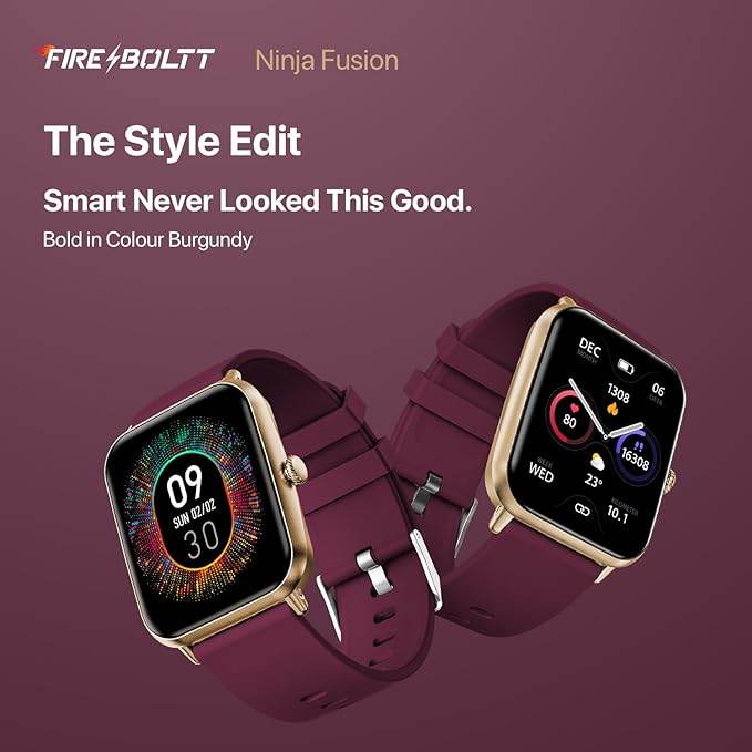 Fire-Boltt Ninja Call Pro Plus Fusion Smart Watch 1.83 inch with Bluetooth Calling (Wine) - Rajputtrade