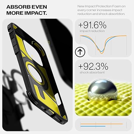 Spigen Tough Armor T (Ai) MagFit Back Cover Case Compatible with iPhone 16 Pro (TPU + Poly Carbonate | Black)