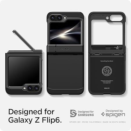 Spigen Tough Armor Pro for Samsung Galaxy Z Flip 7 FE Case, Galaxy Z Flip 6 Back Cover - TPU+PC|Black