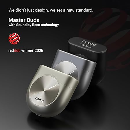 Noise Master Buds, Sound by Bose in-Ear Bluetooth Earbuds, Up to 49dB Adaptive ANC, LHDC 5.0, Immersive Spatial Audio, 44H Playtime with 6 mic ENC, Dual Pairing, IPX5 Ear Buds TWS (Titanium)