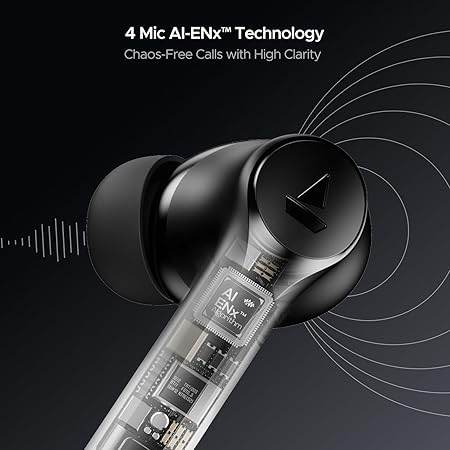 boAt Airdopes 300, Cinematic Spatial Audio, 50HRS Battery, 4Mic AI ENx, Fast Charge, App Support, Low Latency, IPX4, v5.3 Bluetooth Earbuds, TWS Ear Buds Wireless Earphones with mic (Gunmetal Black) - Rajputtrade