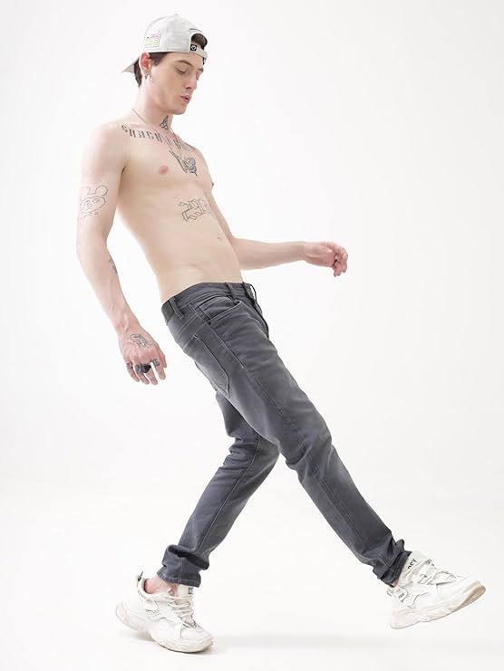 TURMS Men's Black Solid Mid Rise Stretchable Adventure Comfort Denim Pant Cotton Rich Jeans - Rajputtrade