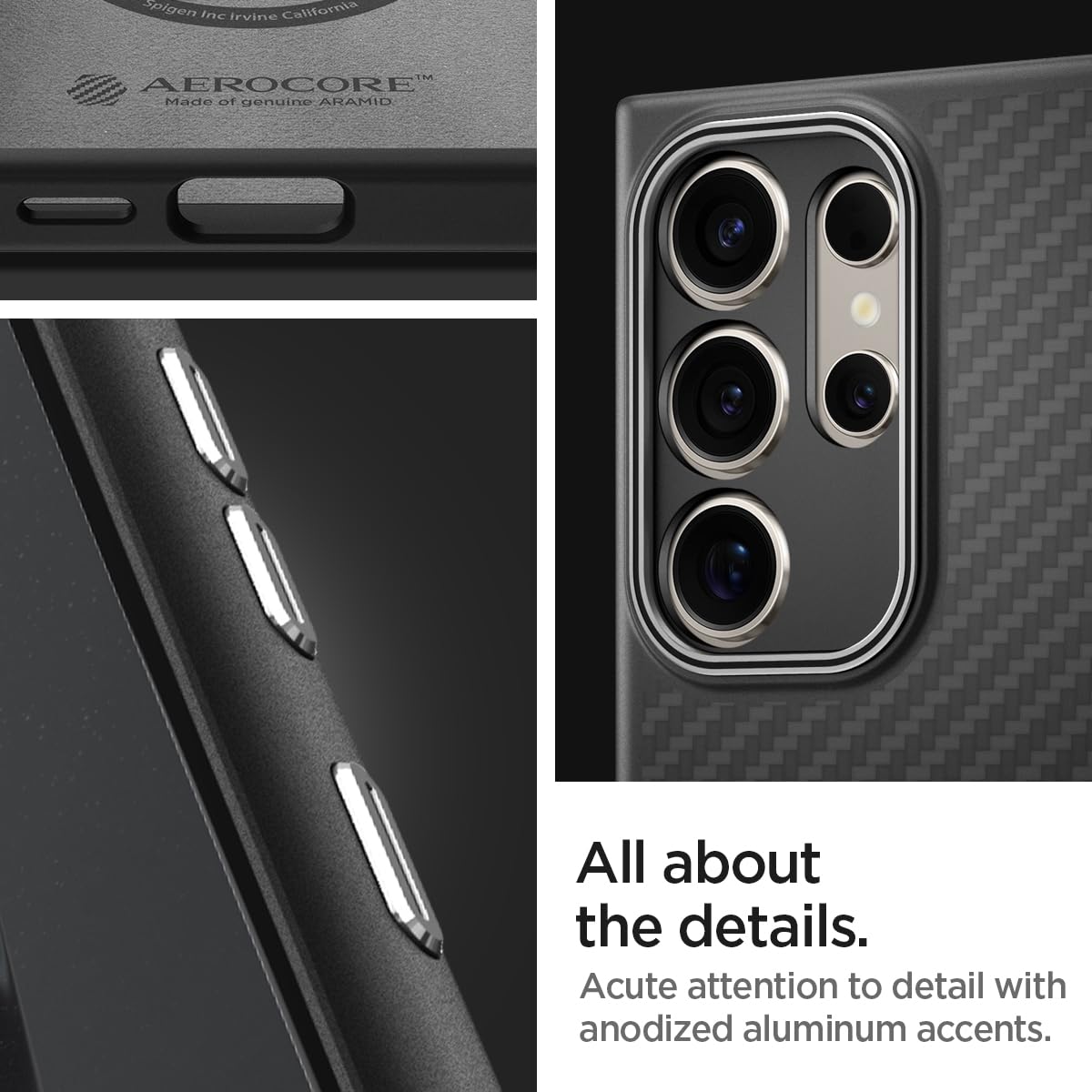 Spigen Enzo Aramid for Samsung Galaxy S24 Ultra Case, Galaxy S24 Ultra Back Cover - Matte Black