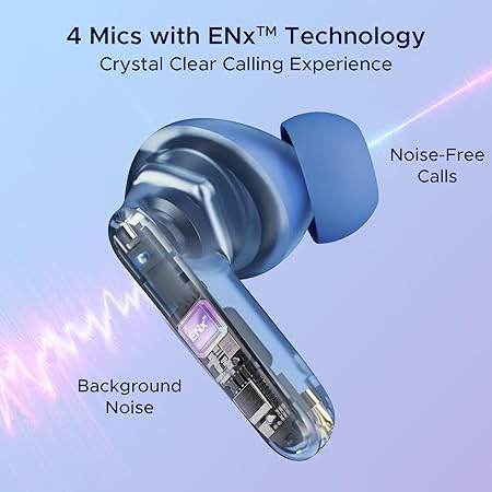 boAt Airdopes 191 ANC, 32dB ANC, Ambient Mode, 60HRS Battery, 4Mics ENx, in-Ear Detection, IWP Tech, Fast Charge, v5.3 Bluetooth Earbuds, TWS Ear Buds Wireless Earphones with mic (Pellucid Blue) - Rajputtrade