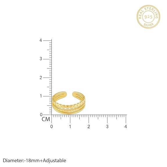 925 Silver Layered Ring Rose Gold 18k Gold Plated Rings | Stacking Ring | Statement Ring | Gifts for Women & Girls - Rajputtrade