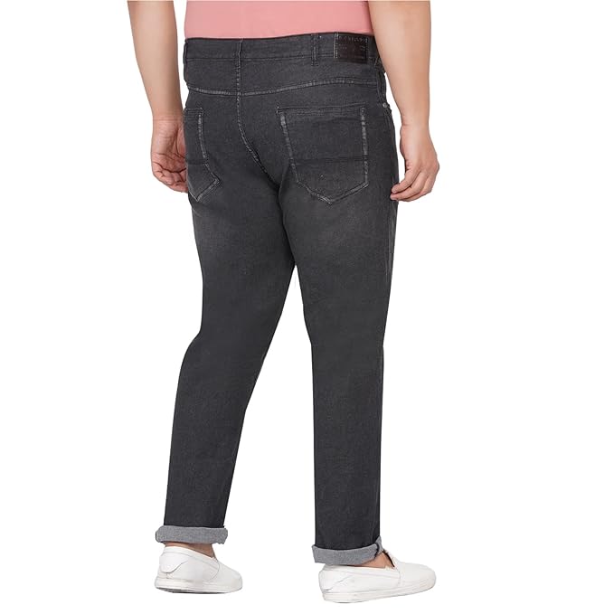 JOHN PRIDE Plus Size Men's Stretchable Mid-Rise Comfort Fit Clean Look Black Cotton Jeans for Men - Rajputtrade