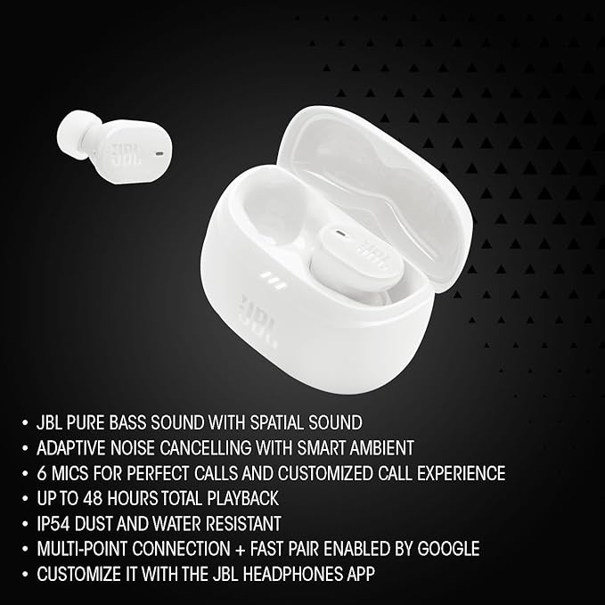 JBL New Launch Tune Buds 2 TWS, ANC Earbuds, 48Hr Playtime,Dual Connect, Ambient Aware, Relax Mode, 6 Mics for Clear Calls, Spatial Sound, Personi-Fi 3.0 (3 Color Options)