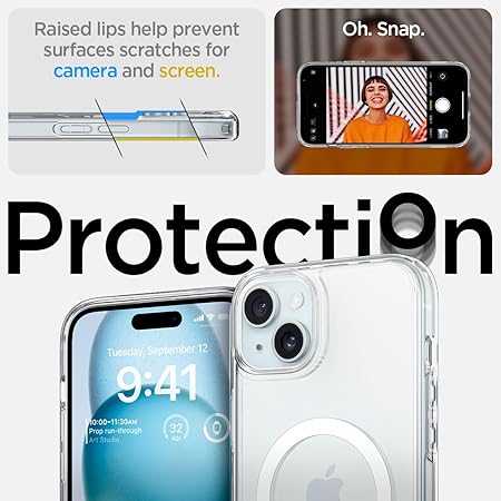 Spigen Ultra Hybrid S MagFit Back Cover Case Compatible with iPhone 15 Plus (TPU + Poly Carbonate | Crystal Clear)
