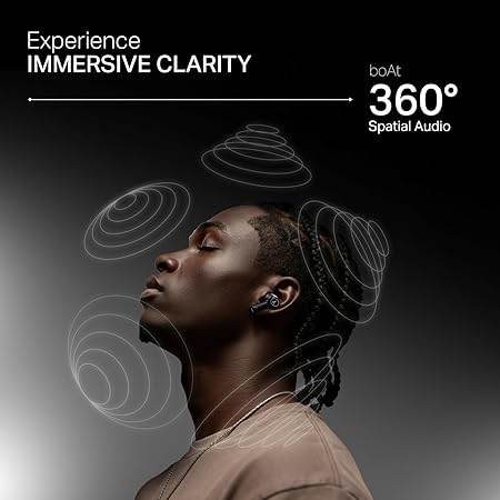 boAt New Launch Nirvana Crystl, Transparent Case,Spatial Audio, ANC(~32dB), 100Hrs Battery,4Mics ENx, Dual Pair,App Support, Bluetooth Earbuds, TWS Ear Buds Wireless Earphones with mic (Quantum Black) - Rajputtrade