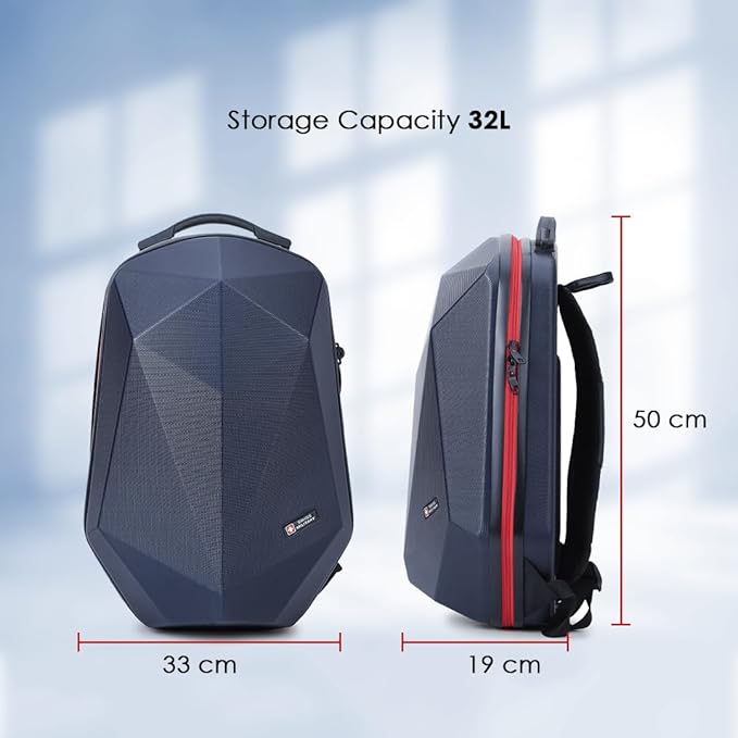 SWISS MILITARY Hard Shell Travel Backpack UFO, Alien Series Dimond Cut ABS Hardshell upto 15.6 Inch Laptop - Rajputtrade