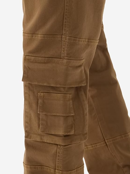 The Souled Store Solids: Rustic Men and Boys Straight Fit Cargo Pants Brown Jeans - Rajputtrade