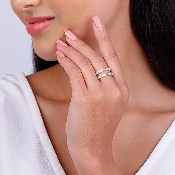 925 Silver Layered Ring Rose Gold 18k Gold Plated Rings | Stacking Ring | Statement Ring | Gifts for Women & Girls - Rajputtrade