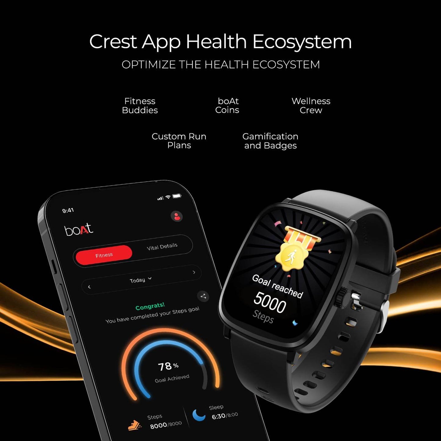 boAt Ultima Regal w/ 2.01”(5.10 cm) Crystal-Clear AMOLED Display, Fitness Smart Watch for Men & Women (Active Black) - Rajputtrade