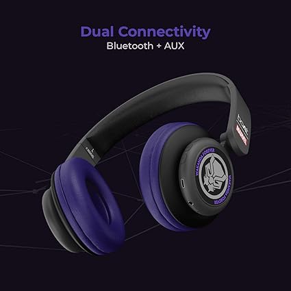 boAt Rockerz 450 Black Panther Edition Bluetooth Wireless On Ear Headphones with mic, 15 Hours Battery (King's Purple)
