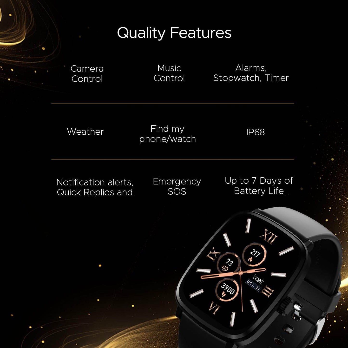 boAt Ultima Regal w/ 2.01”(5.10 cm) Crystal-Clear AMOLED Display, Fitness Smart Watch for Men & Women (Active Black) - Rajputtrade