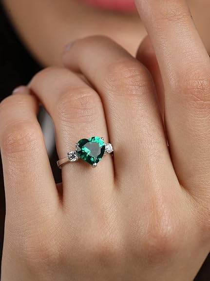 925 Sterling Silver Heart Stone Ring with Adjustable Band | Gift for Women Wife Girls - Rajputtrade