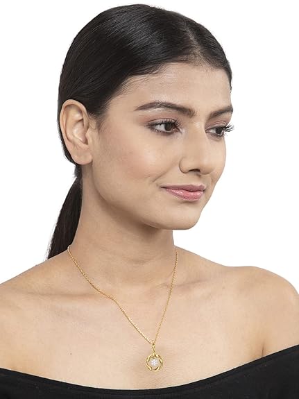 Silvo 18K Gold Plated Sterling Silver Ava Pendant with Chain for Women - Rajputtrade