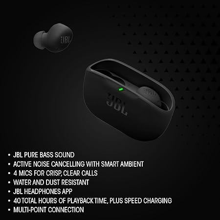 JBL Wave Buds 2 Ear Buds Wireless BluetoothV5.3, Active Noise Cancellation EarBuds,Multi Connect, App for Customized Extra Bass Eq, Relax Mode,Speed Charge, 40H Playback, Fast Pair, 4 Mics,IP54(White)