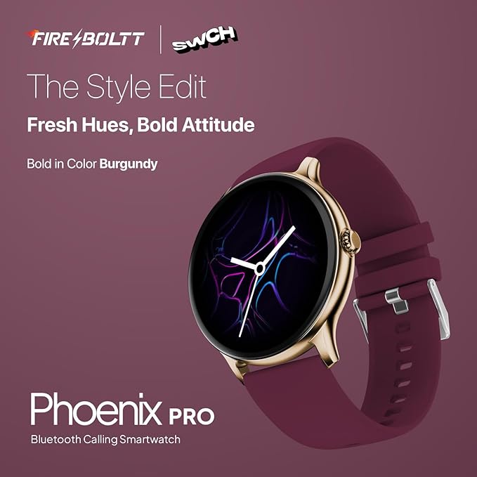 Fire-Boltt Phoenix Pro Smart Watch 1.39 inch Bluetooth Calling, Metal Body with 120+ Sports Modes, SpO2 (Burgandy)