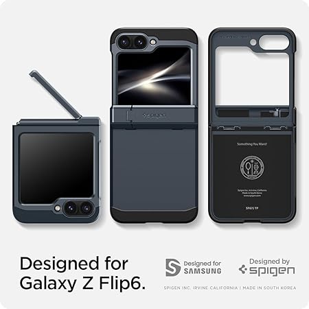 Spigen Tough Armor Pro for Samsung Galaxy Z Flip 7 FE Case, Galaxy Z Flip 6 Back Cover - TPU+PC|Metal Slate