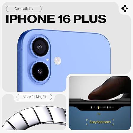 Spigen Tough Armor (Ai) MagFit Back Cover Case Compatible with iPhone 16 Plus (TPU + Poly Carbonate | Black)