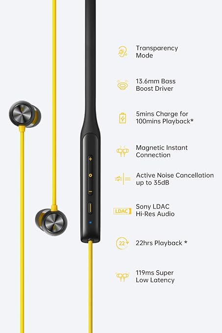 realme Buds Wireless Pro Bluetooth in Ear Earphones with Mic, Fast Charging & Up to 22Hrs Playtime - Rajputtrade