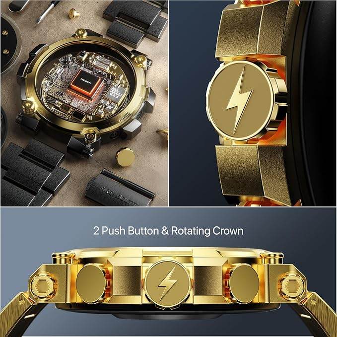 Fire-Boltt Dominian 36.3mm (1.43 inch) AMOLED Display, IP67, Weather Updates (Gold) - Rajputtrade