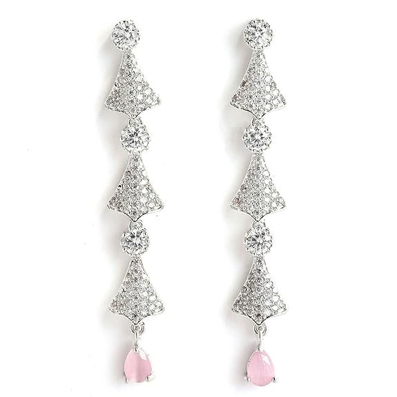 Silver Toned White, Necklace With Earring Jewellery Set For Woment and Girl - Rajputtrade