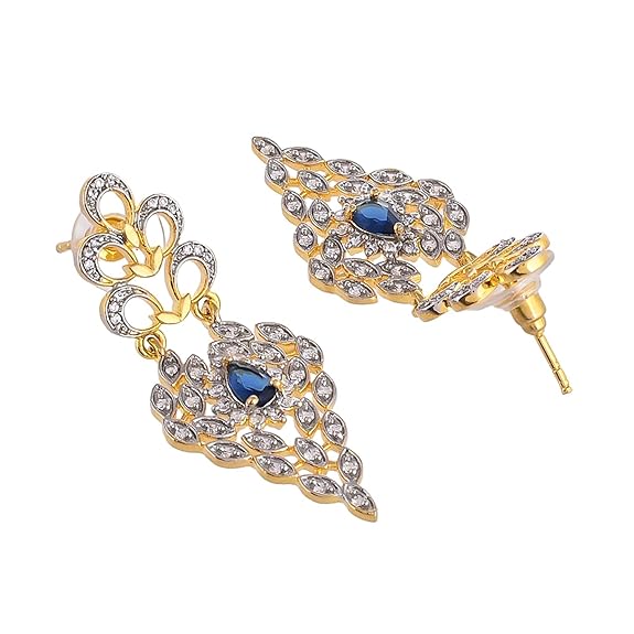 Peacock Sapphire Serenity Gold Necklace Set For Women - Rajputtrade