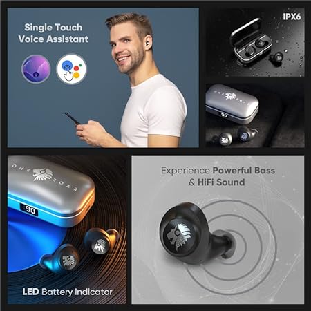 One Roar Denx45 Aluminium Alloy Bluetooth Truly Wireless in Ear Earbuds, Ipx6, Low Latency (Dark Silver) - Rajputtrade