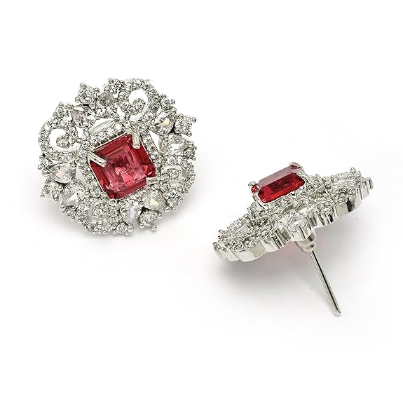 Rhodium Plated Silver Toned Brass Royale Celebrity Inspired, Cystal Jewellery Set For Women & Girls - Rajputtrade