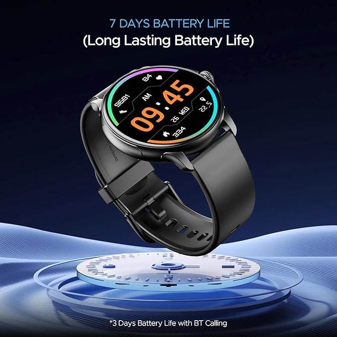 boAt Lunar Oasis w/TBT Navigation, QR Tray, Watch Face Studio, 1.43" (3.6 cm) AMOLED Display (Active Black) - Rajputtrade