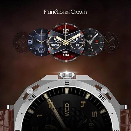 boAt Enigma Z20 Smart Watch w/ 1.51" (3.8 cm) HD Display, Luxurious Metal Body Design, IP68(Brown Leather) - Rajputtrade