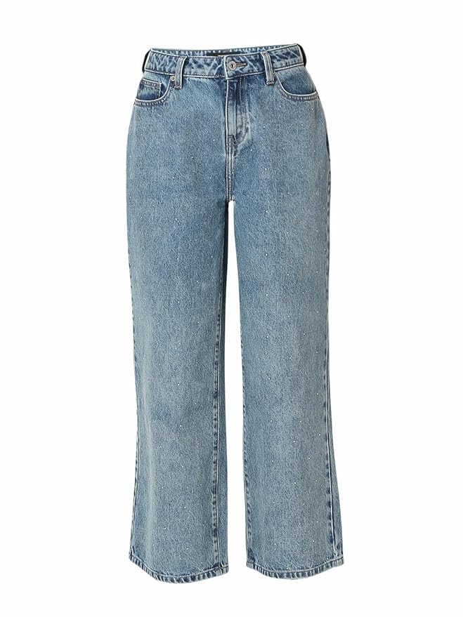 Women's Relaxed Jeans, Medium Blue Denim (34) - Rajputtrade