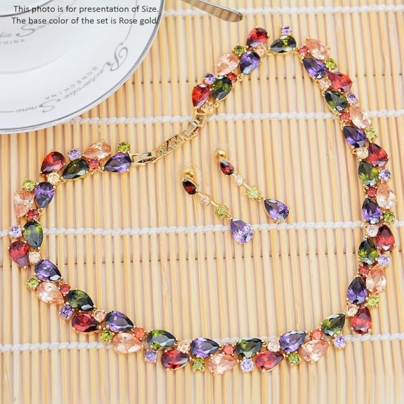 Rose Gold Plated Necklace Set for Women and Girls (Multicolor) - Rajputtrade